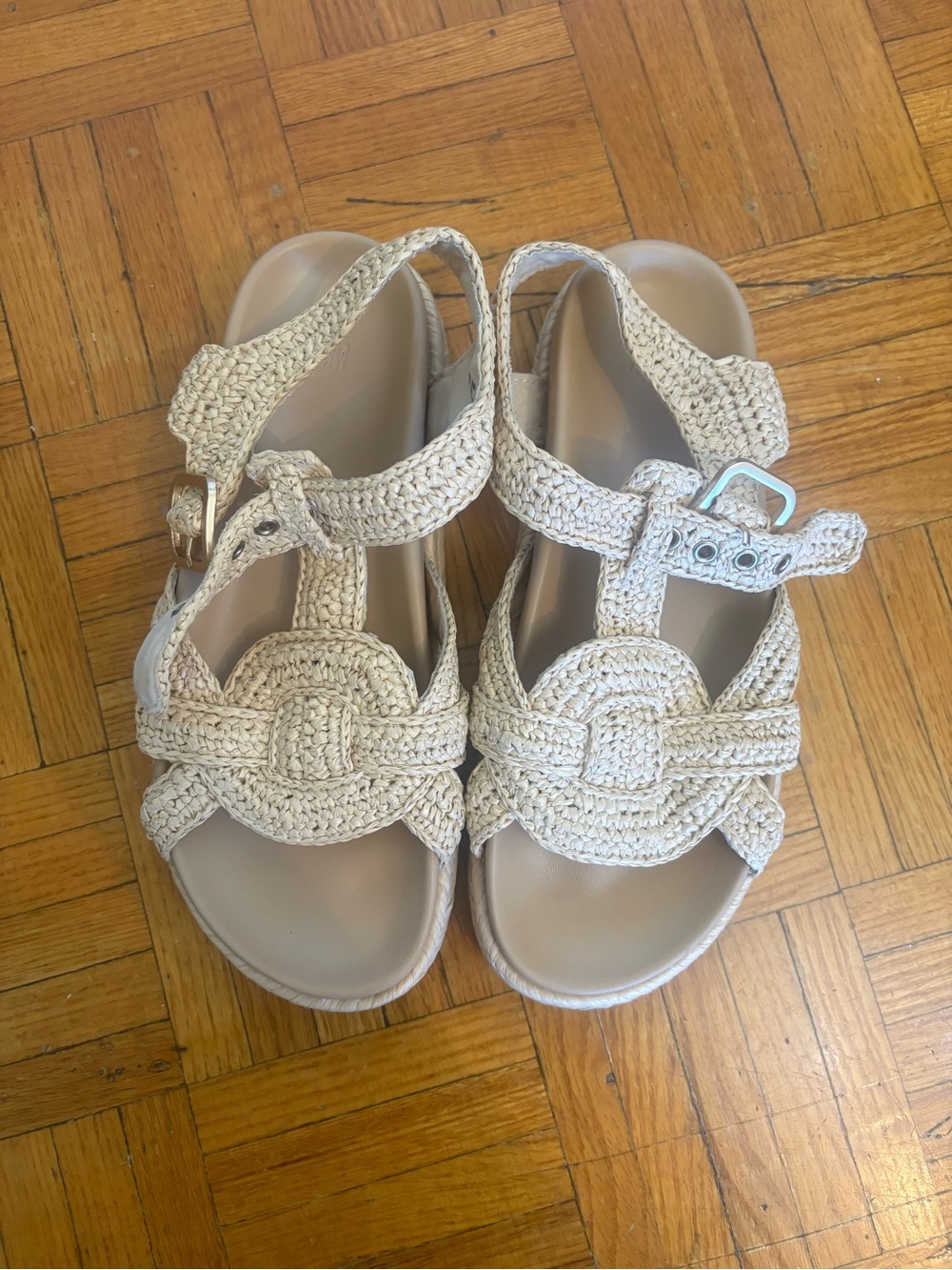 H&M Beige/Tan Woven Platform Sandals
